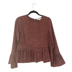 Bohemian Boho Blouse Embroidered Molly Bracken Ruffle Long Sleeve Sz M Boutiques
